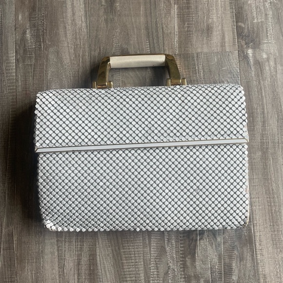 Vintage Metal Mesh Satchel Handbag White - Picture 1 of 10